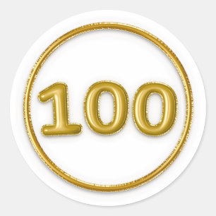 Adesivo Redondo Número 100 Balão Dourado