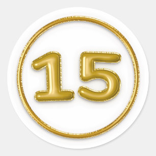 Adesivo Redondo Número 15 Balão Dourado