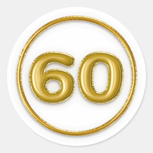 Adesivo Redondo Número 60 Balão Dourado