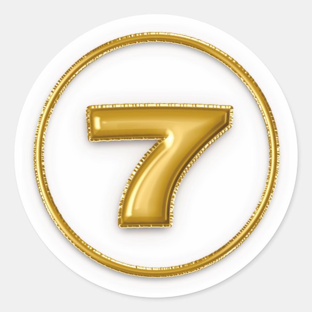Adesivo Redondo Número 7 Balão Dourado (Frente)