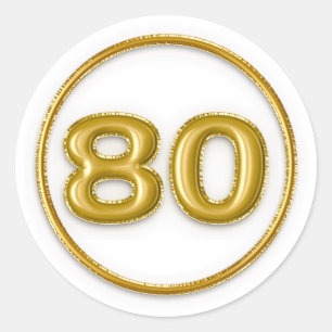 Adesivo Redondo Número 80 Balão Dourado