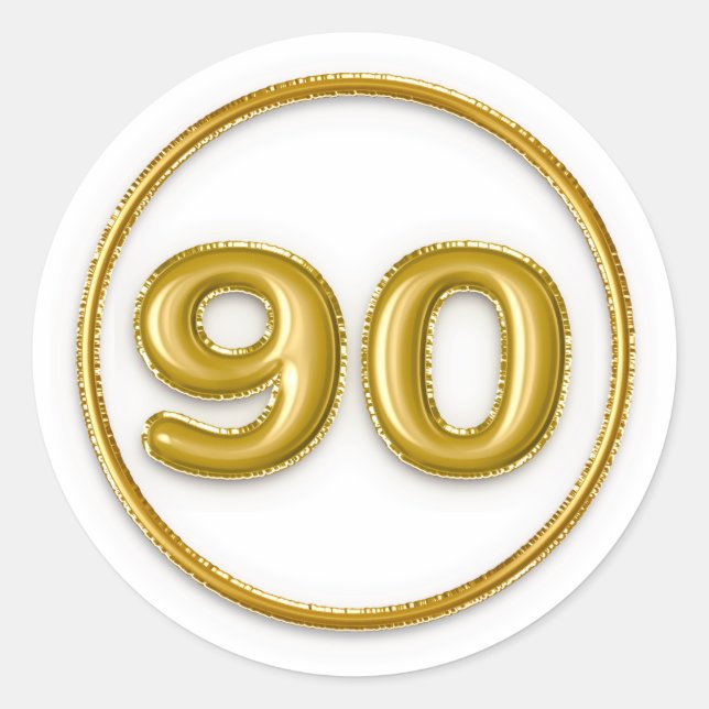 Adesivo Redondo Número 90 Balão Dourado (Frente)