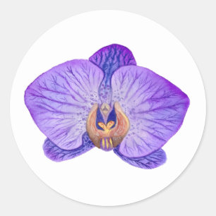 Adesivo redondo orquídeo roxo
