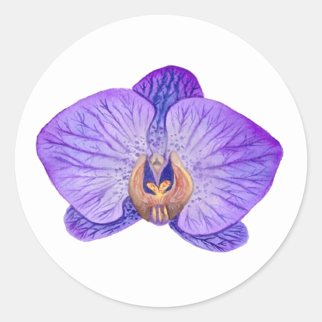 Adesivo redondo orquídeo roxo (Frente)