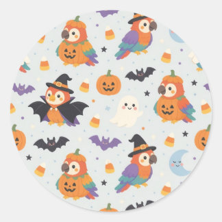 Adesivo Redondo Papagaios Fantasia de Halloween Fo