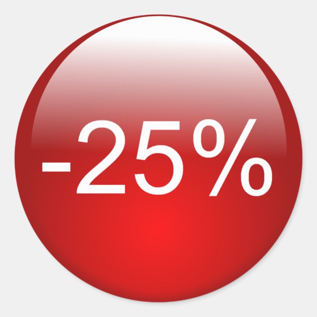 Adesivo redondo para desconto de -25% (Frente)