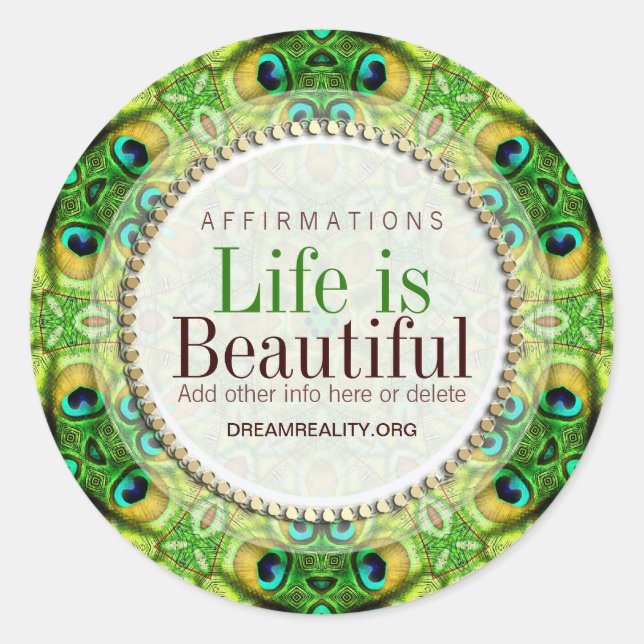 Adesivo redondo personalizado de geometria verde f (Frente)