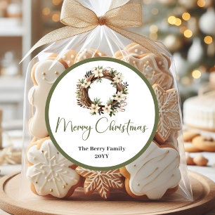 Adesivo Redondo Personalizado de Natal Terroso com