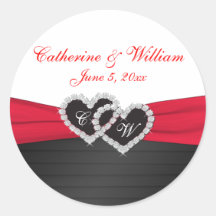 Adesivo Redondo Red and Black Satin Pleats 1,5"