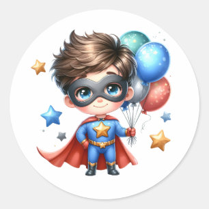 Adesivo Redondo Super-Herói   Festa de Aniversário