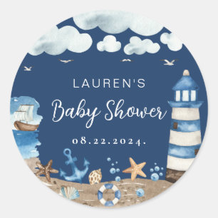 Adesivo Redondo Tema Náutico Azul-Marinho
