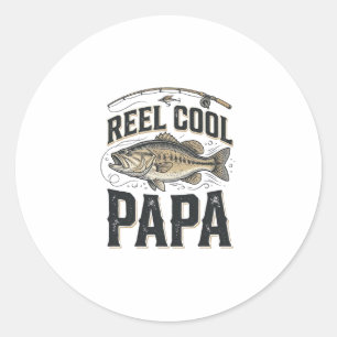 Adesivo Reel Cool Papa Design de Vetor de Pesca Vintage_1