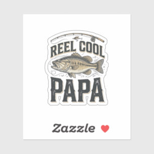 Adesivo Reel Cool Papa Design de Vetor de Pesca Vintage_1