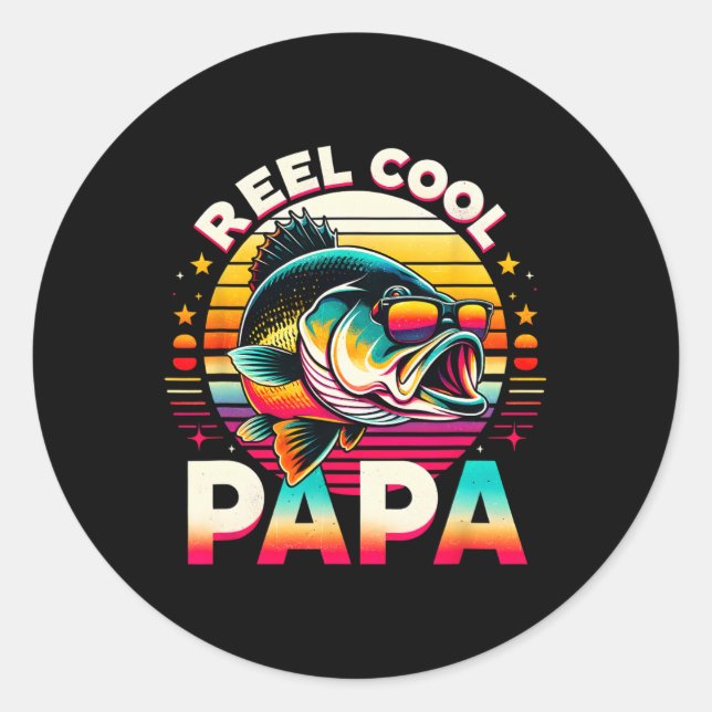 Adesivo Reel Cool Papa Fisherman Fishing Dad Papa Father's (Frente)