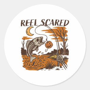 Adesivo Reel Funny Assustou Halloween Pescarando Foco