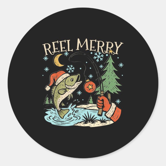 Adesivo Reel Merry Christmas Fishing Funny Hook B Fi-shirt (Frente)
