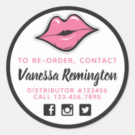 Adesivo Reencomenda Beijo Rosa Lipstick e distribuidor de