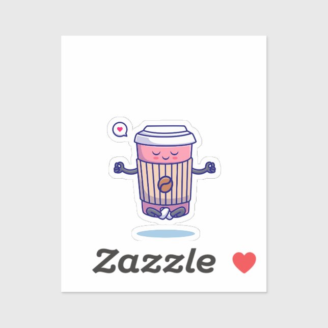 Adesivo Refaxamento da Taça de Café Cuta em Meditação (Folha)