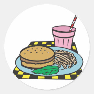 Adesivo refeição de fast food de lanchonete retrô