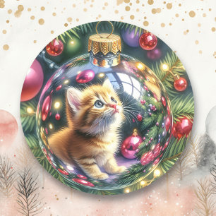 Adesivo Reflexão de Kitten em um Enfeites de natal