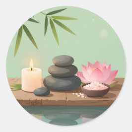 Adesivo Reflexão Tranquila – Clássico Paisagem Zen Redondo