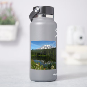 Adesivo Reflexo do Lago Monte Rainier com Flores Silvestre