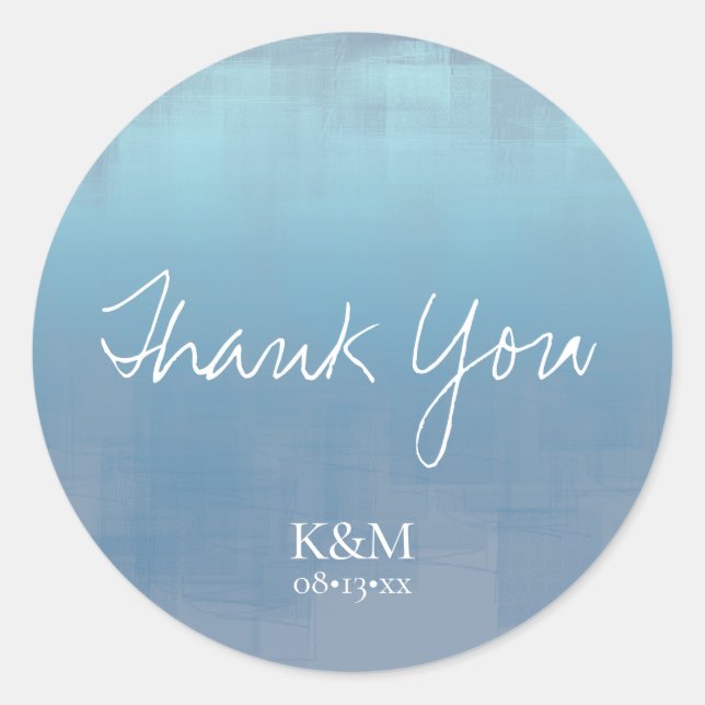 Adesivo Reflexões de Aquarela Obrigado Azul Dusty ID774 (Frente)