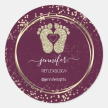 Reflexologia Feet Confetti Glitter Dourado Marsala