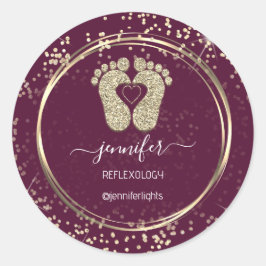 Adesivo Reflexologia Feet Confetti Glitter Dourado Marsala