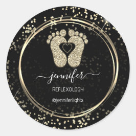 Adesivo Reflexologia Pés Cardíacos Confetti Dourado Láptic