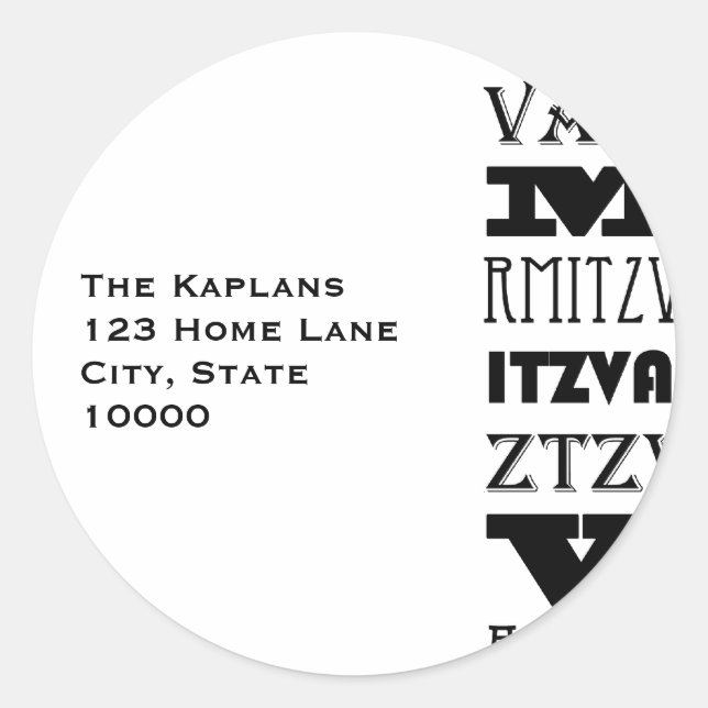 Adesivo Refrigere o selo branco do envelope de Mitzvah do (Frente)