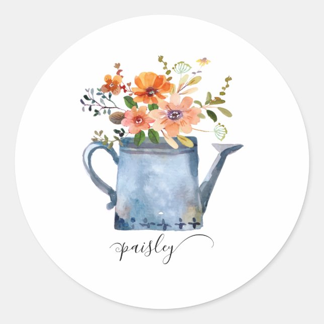 Adesivo Regador de Flores Boho Rust Laranja Aquarela (Frente)