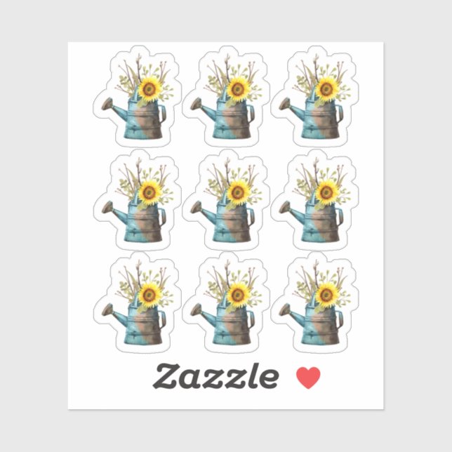 Adesivo Regador de Jardim Rústico de Flor de Girassol Folh (Folha)