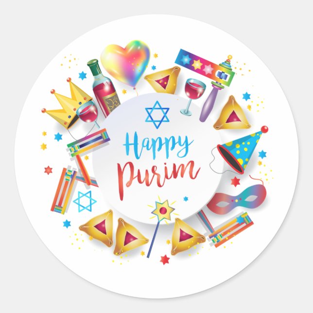 Adesivo Regalos de cesta de purim Feliz, decoración, adorn (Frente)