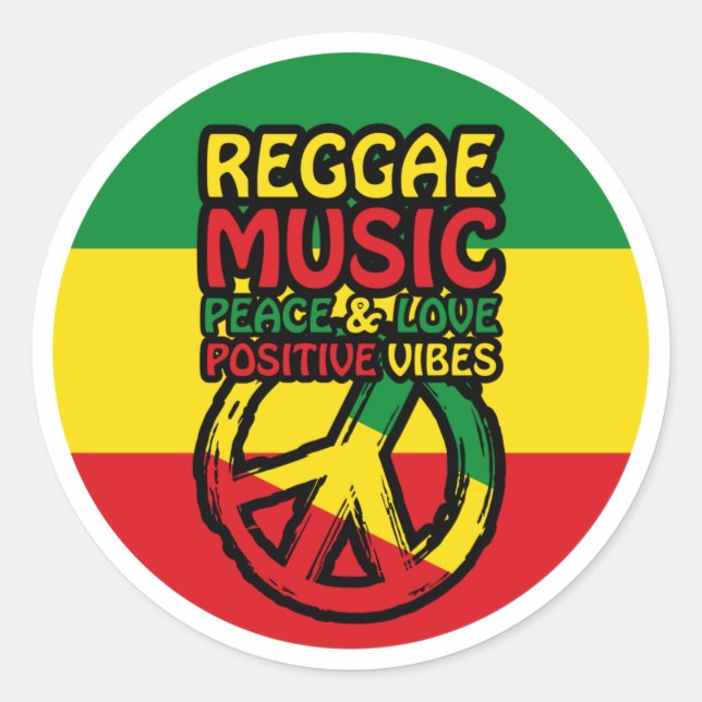 Adesivo Reggae and Peace Symbol with positive quotes (Frente)