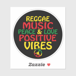 Adesivo Reggae design com aspas positivas e sinalizador re