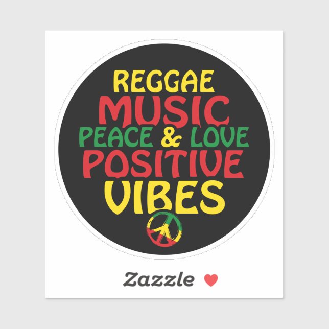Adesivo Reggae design com aspas positivas e sinalizador re (Folha)