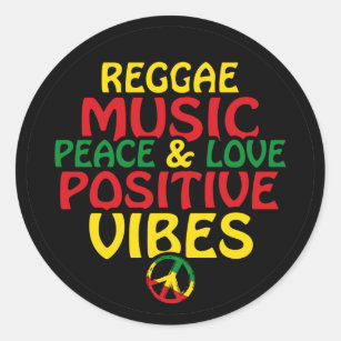 Adesivo Reggae design with positive quotes and reggae flag