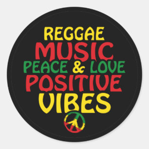 Adesivo Reggae design with positive quotes and reggae flag