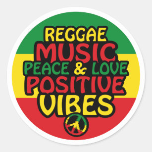 Adesivo Reggae design with positive quotes and reggae flag