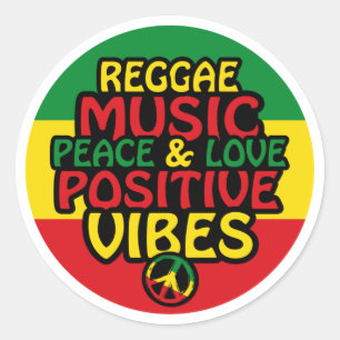 Adesivo Reggae design with positive quotes and reggae flag