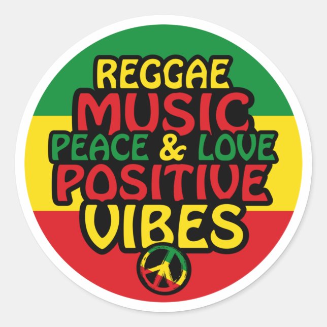 Adesivo Reggae design with positive quotes and reggae flag (Frente)