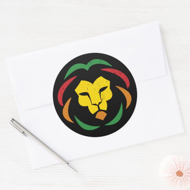 Adesivo Reggae Lion Tattoo Juneteth Blackold Black (Envelope)