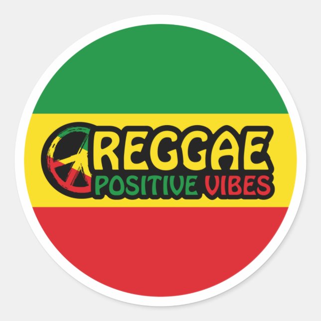 Adesivo Reggae Music with positive vibes and reggae flag (Frente)