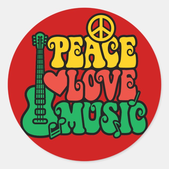 Adesivo Reggae Peace Love Music (Frente)