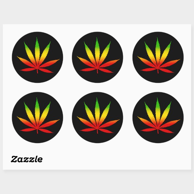 Adesivo Reggae Rasta Rastafarian Leaf Round Stickers (Folha)
