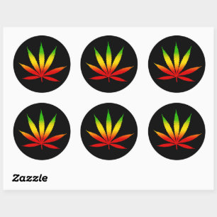 Adesivo Reggae Rasta Rastafarian Leaf Round Stickers