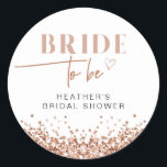 Adesivo REGINA Blush de Ouro Rosa Noiva para Ser Chá de Pa<br><div class="desc">Este adesivo de noiva para ser apresenta lantejoulas de brilho rosa dourado falso, fontes modernas e negrito, e um coração desenhado à mão divertido. Edite facilmente a redação preta para atender às necessidades do seu evento. Este adesivo é perfeito para o seu chá de noiva glâmour, café da manhã de...</div>