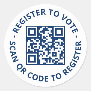 Adesivo Registre-se para votar branco marinho de código QR
