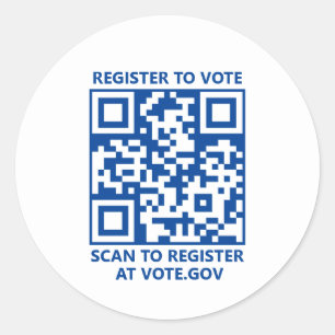 Adesivo Registre-se para votar o código QR azul e branco d